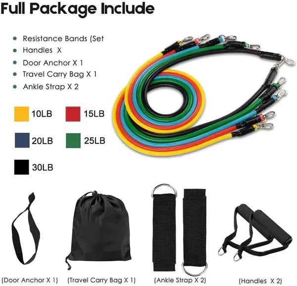 Resistance Band 11 Piece Set- 145kg